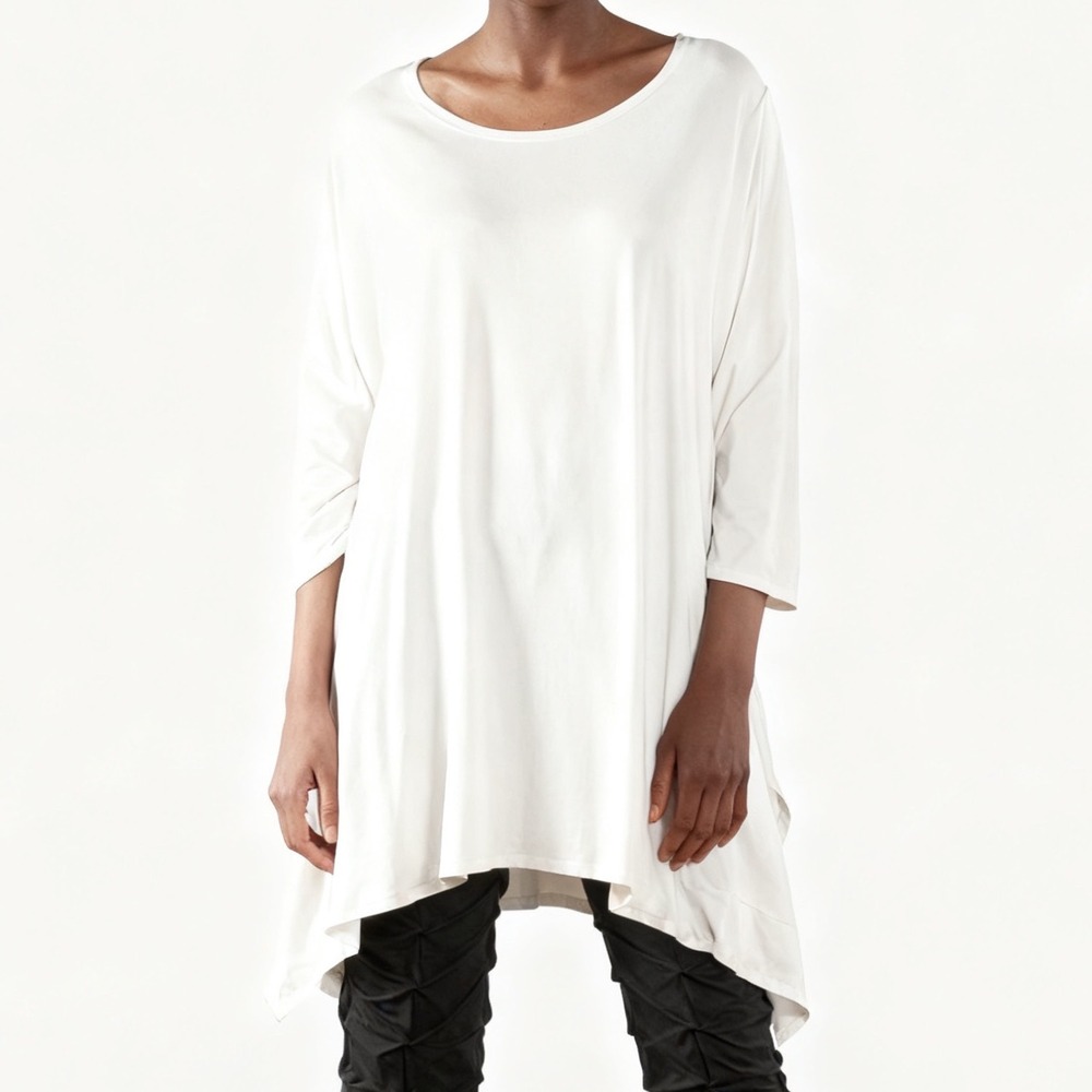 Olars Ulla Tunic Viscose Jersey‎ 3/4 Sleeve Relaxed Loose Fit Top Minimalist OS